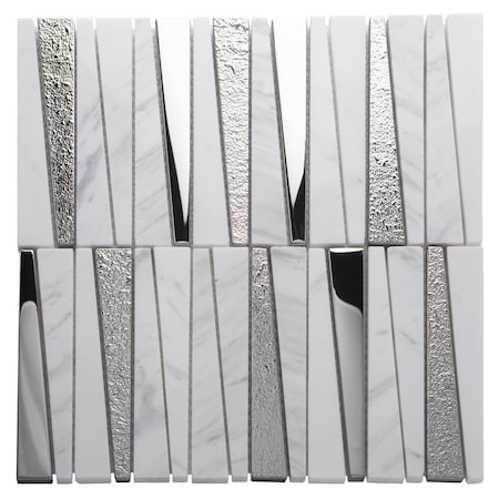 Apollo Tile White Elements 4.83 sq.ft 11.8 in. x11.8 in. Glass And Marble Mosaic Tile, 5PK APLHTC9953299MEC10